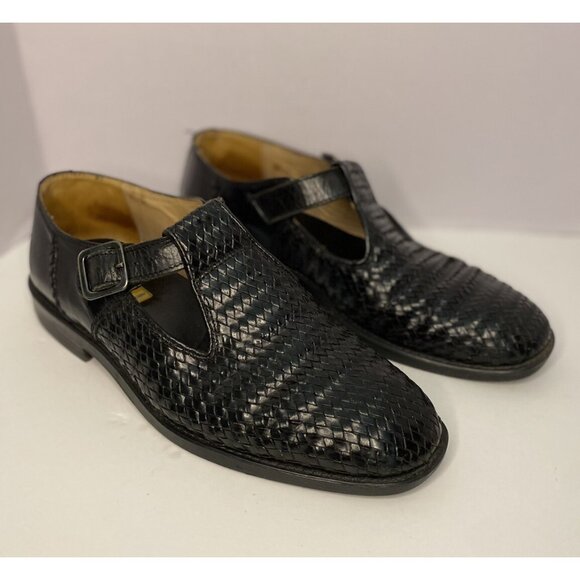 Tolo Men Dress/Casual Basketweave Leather Shoes Black 9.5M Italian To REPAIR - Picture 12 of 12